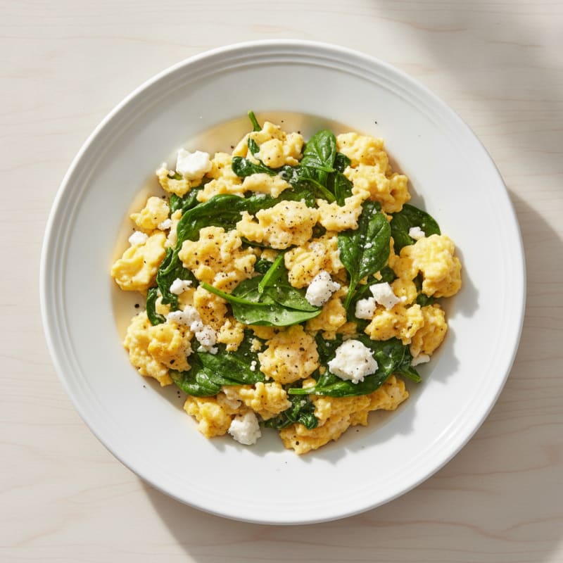 Scrambled Eggs with Spinach and Feta