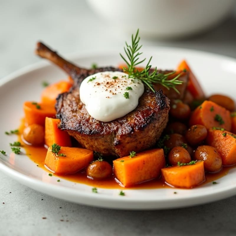 Tender Spiced Lamb with Sweet Potatoes and Apricots