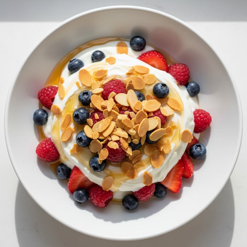 Creamy Greek Yogurt Parfait with Mixed Berries and Toasted Almonds