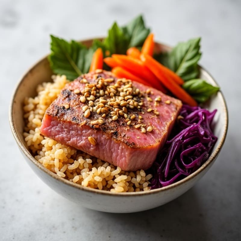 Fresh Tuna and Crispy Vegetable Rice Bowl