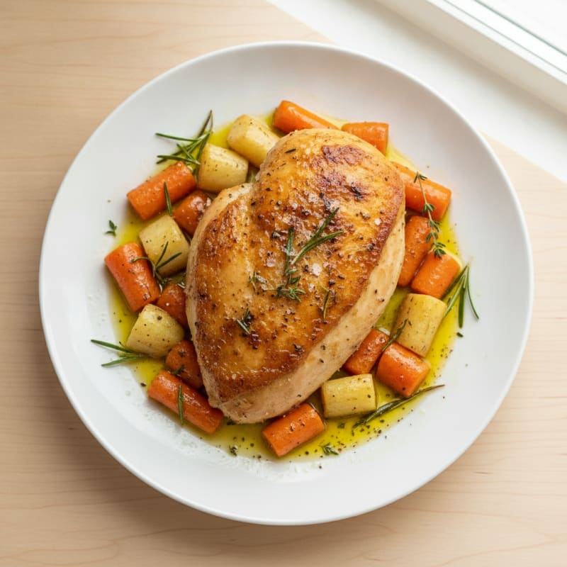 Garlic Herb Roasted Chicken with Root Vegetables