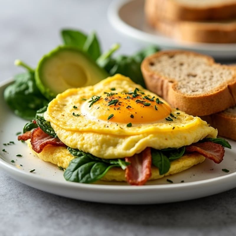 Fluffy Egg White Omelette with Turkey Bacon