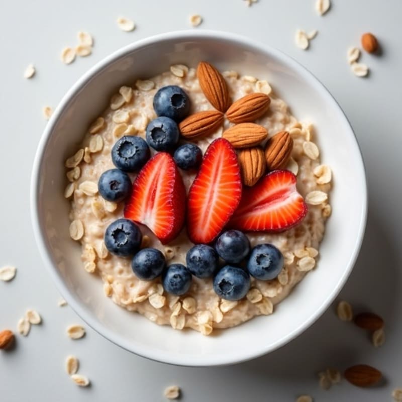 Creamy Spiced Oatmeal with Fresh Berries and Crunchy Almonds