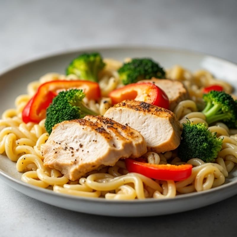Creamy Chicken Pasta with Roasted Vegetables