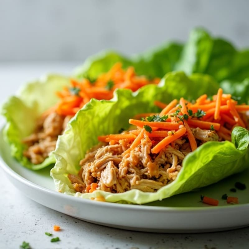 Shredded Chicken Lettuce Wraps with Peanut Drizzle