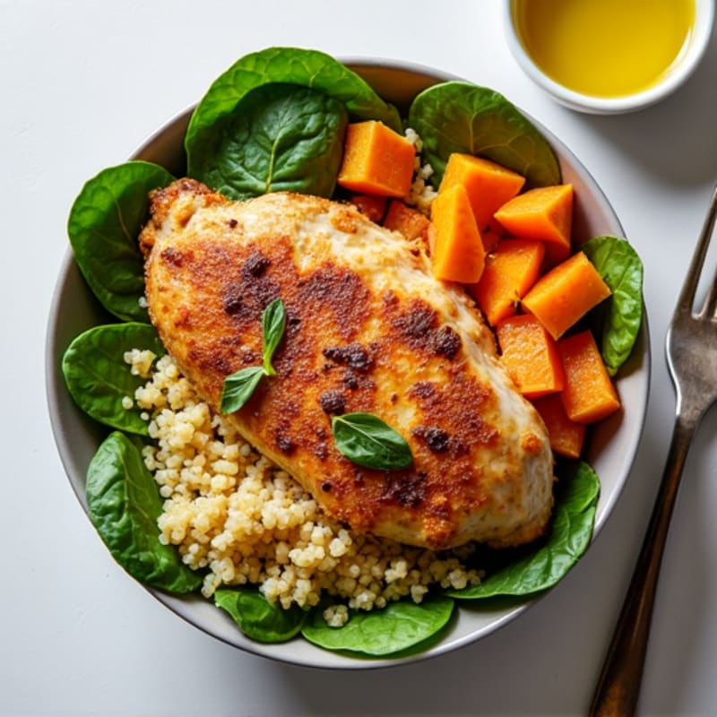 Roasted Chicken Quinoa Power Bowl with Sweet Potato