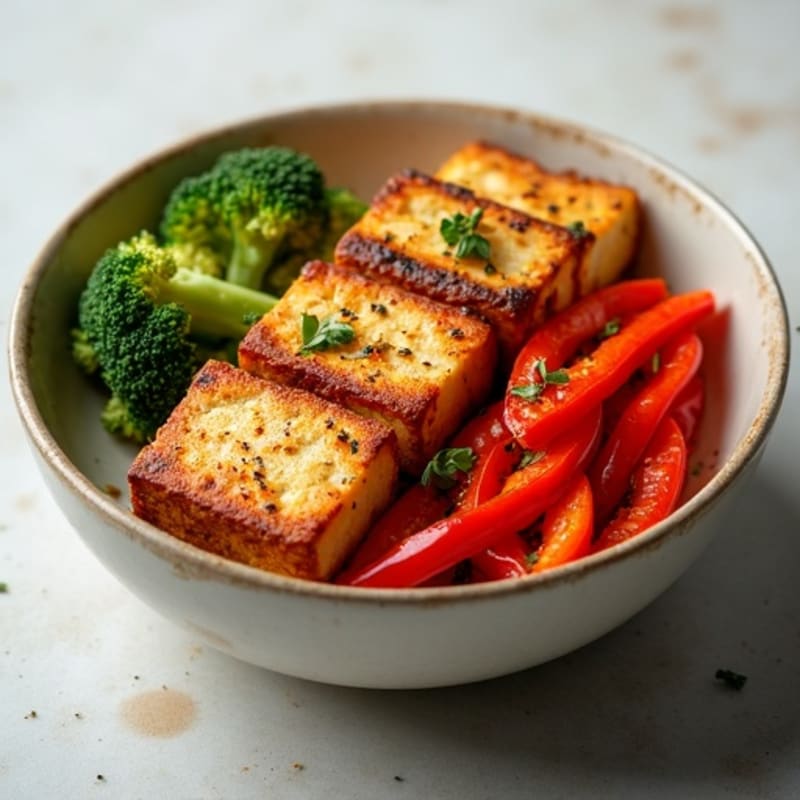 Crispy Baked Tofu with Roasted Vegetables