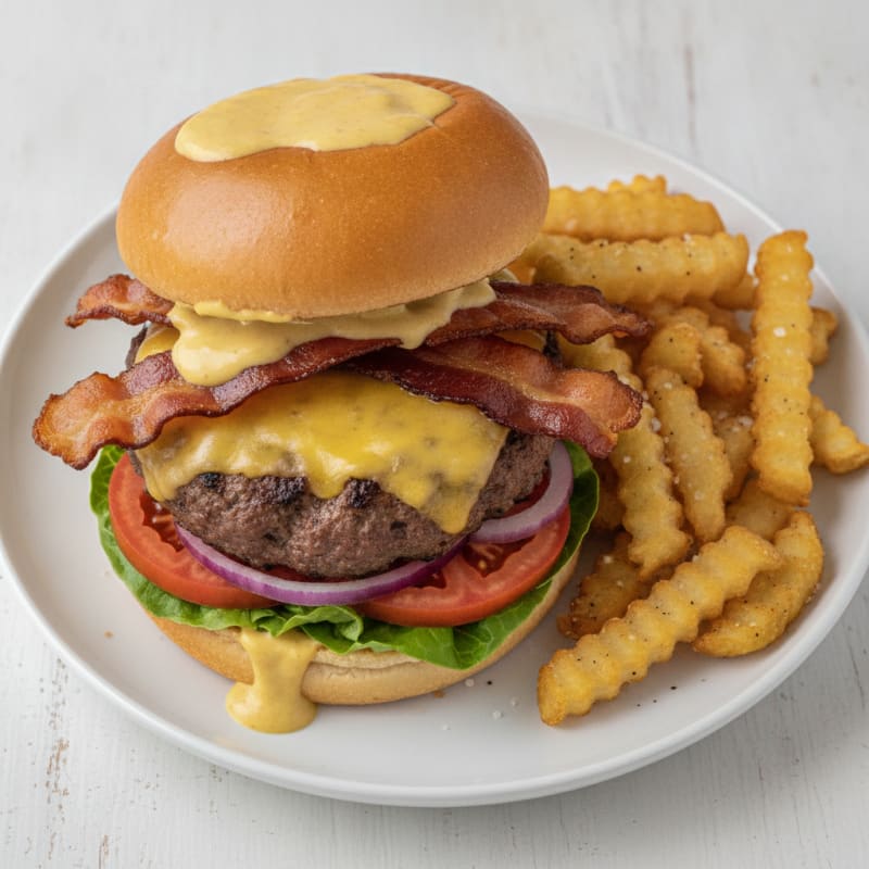 Bacon Cheeseburger with Crinkle Fries