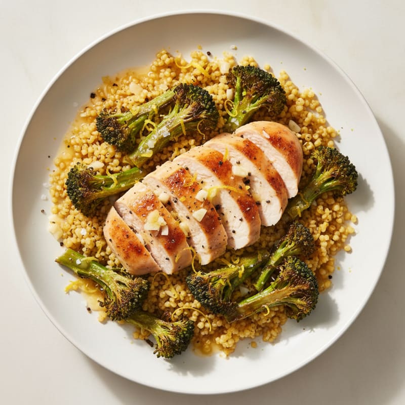 Crispy Roasted Broccoli with Golden Millet