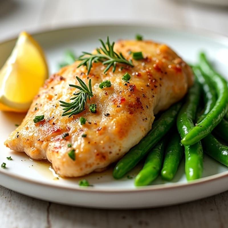 Lemon Herb Roasted Chicken with Crispy Green Beans
