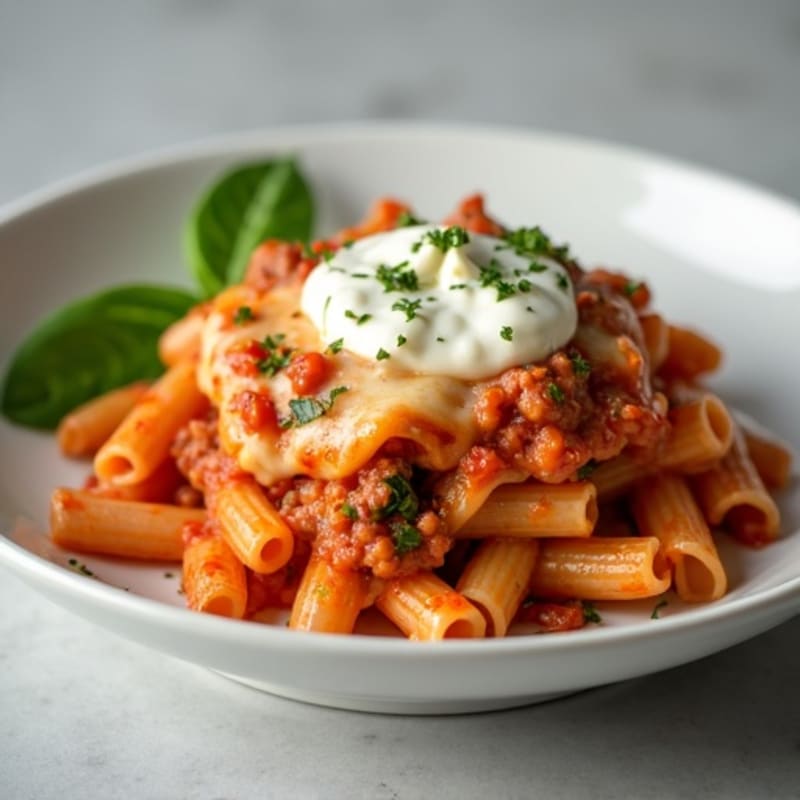 Healthy Baked Ziti with Lean Ground Beef and Ricotta