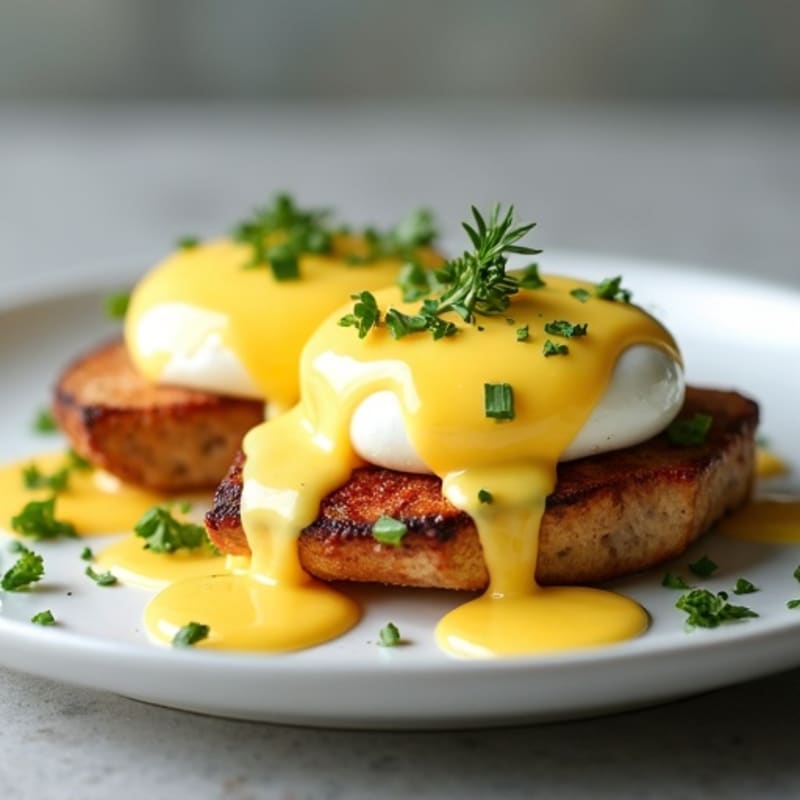 Poached Eggs with Herb-Roasted Turkey and Hollandaise