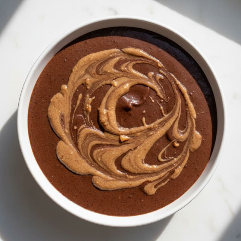 Creamy Vegan Chocolate Protein Pudding with Almond Butter Swirl