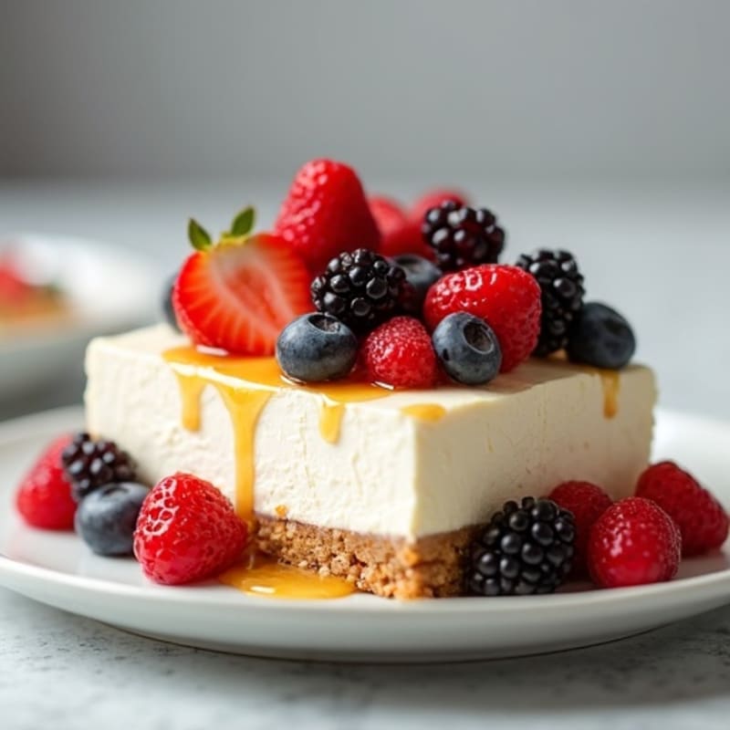 Greek Yogurt Protein Cheesecake with Fresh Berries