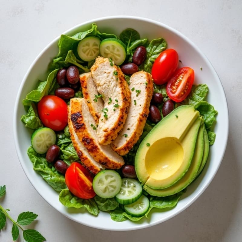 Crisp Avocado and Grilled Chicken Salad Bowl
