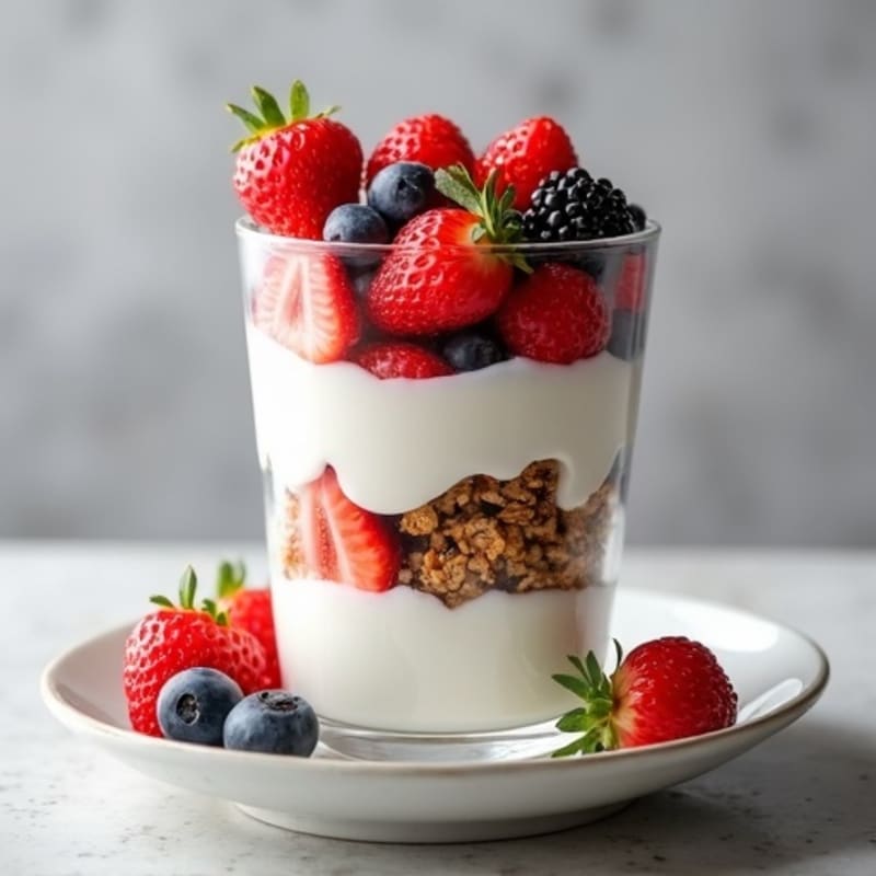 Greek Yogurt Parfait with Mixed Berries and Protein Granola