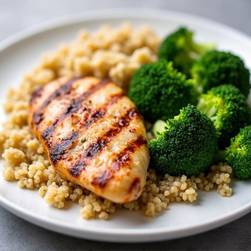 Grilled Chicken Breast with Quinoa and Steamed Broccoli