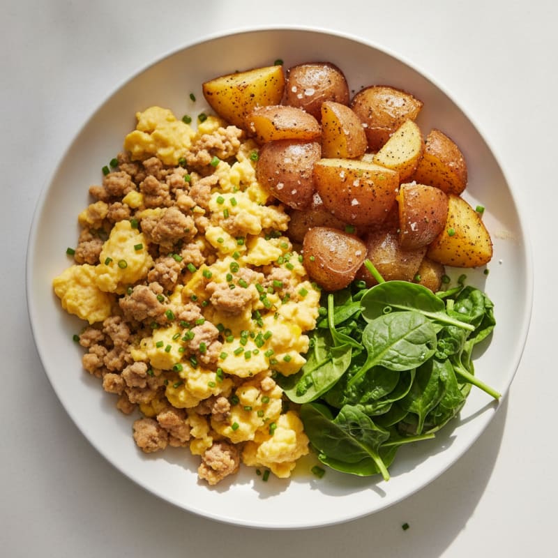 Hearty Scrambled Eggs with Roasted Potatoes