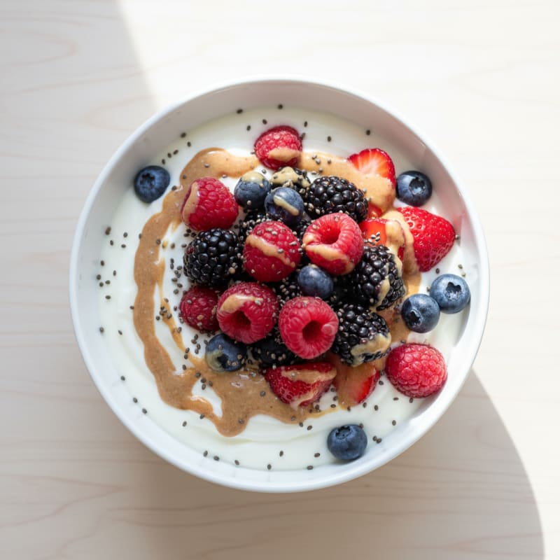 Silky Greek Yogurt Protein Pudding with Mixed Berries