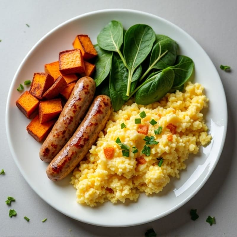 Egg White and Turkey Sausage Scramble with Spinach