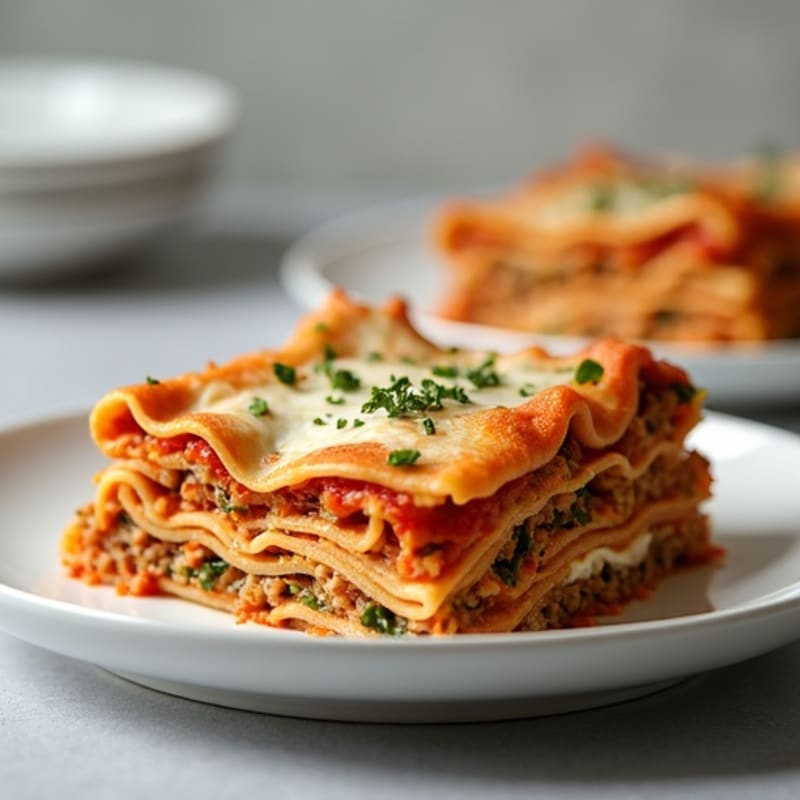 Hearty Lean Ground Turkey Lasagna Bake with Creamy Ricotta
