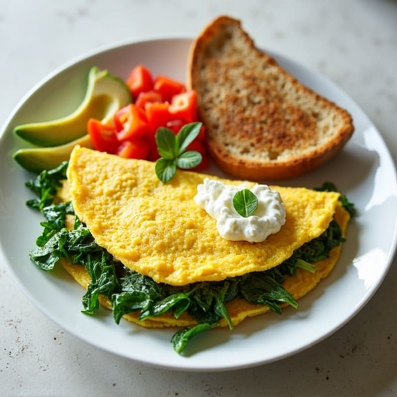 Egg White Spinach Omelette with Cottage Cheese