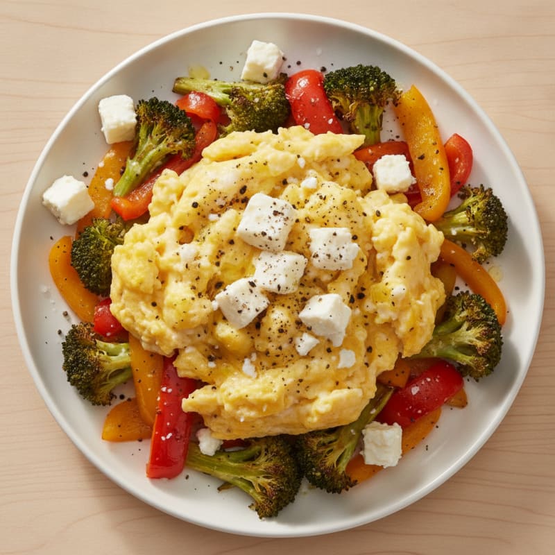 Hearty Scrambled Eggs with Roasted Vegetables