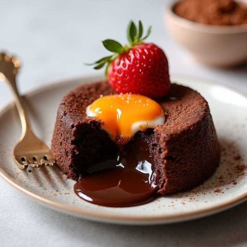 Flourless Dark Chocolate Protein Lava Cake