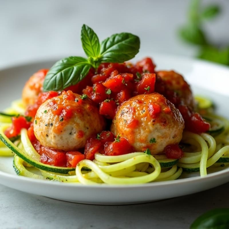 Lean Turkey Meatballs with Zucchini Noodles and Fresh Tomato Sauce