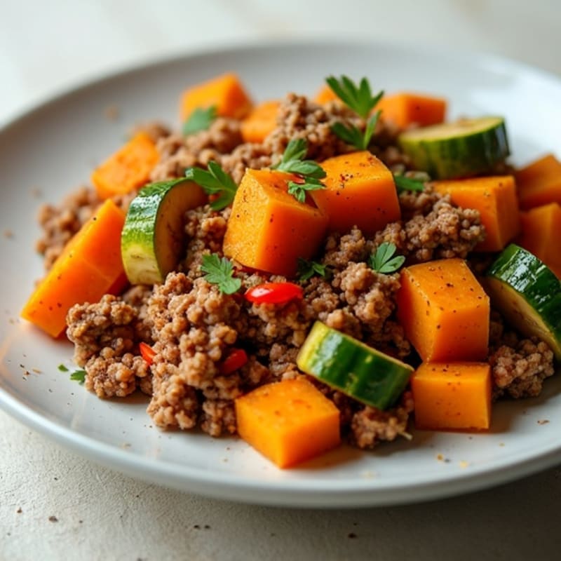 Hearty Ground Turkey and Sweet Potato Skillet with Zucchini