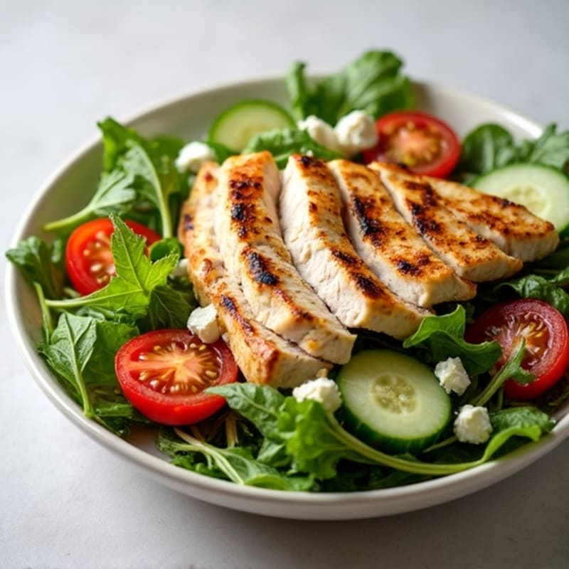 Grilled Chicken Breast Salad with Mixed Greens and Feta