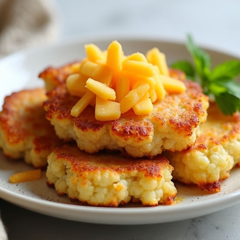 Crispy Baked Cheesy Cauliflower Fritters