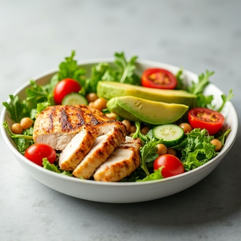 Grilled Chicken Salad with Avocado and Chickpeas