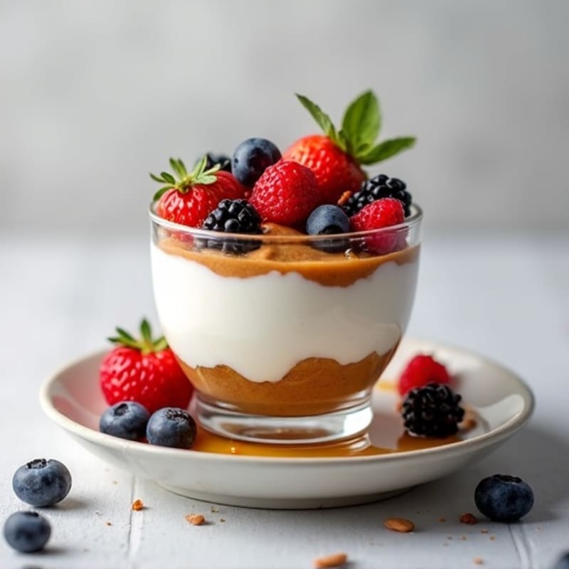 Greek Yogurt Protein Parfait with Mixed Berries and Almond Butter