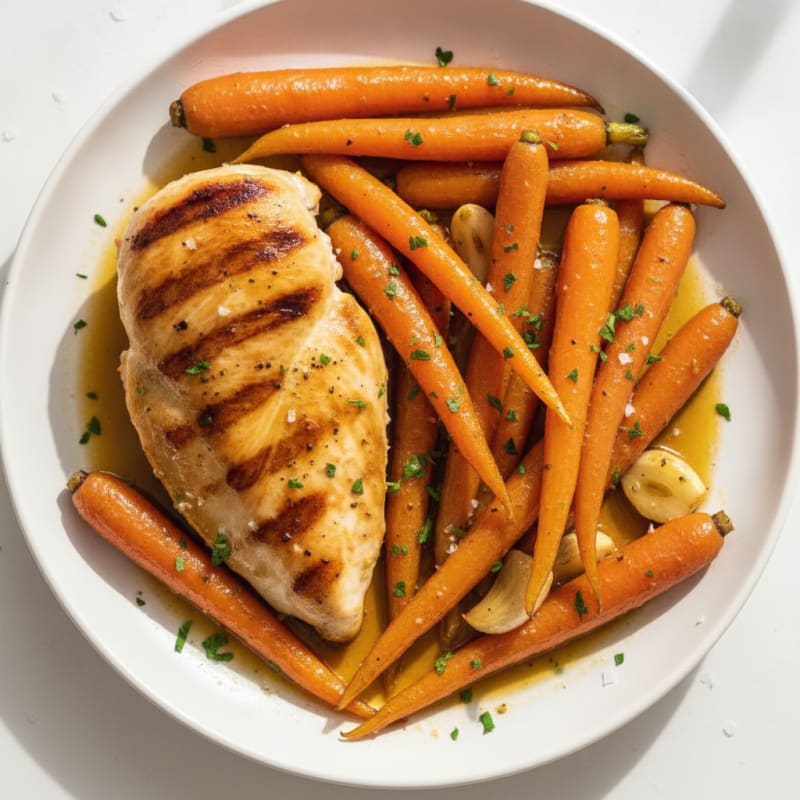Maple-Glazed Roasted Carrots with Pan-Seared Chicken