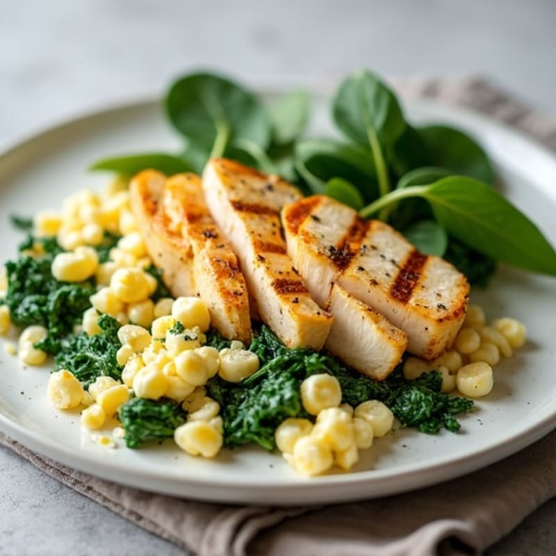 Egg White and Spinach Scramble with Grilled Chicken Breast