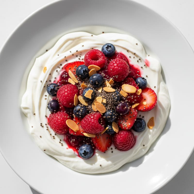 Greek Yogurt Protein Bowl with Mixed Berries and Chia Seeds