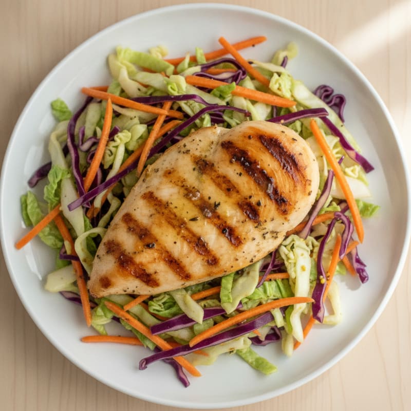 Grilled Chicken Breast with Crunchy Cabbage Slaw