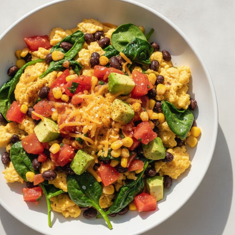 Southwestern Eggs with Black Beans and Spinach