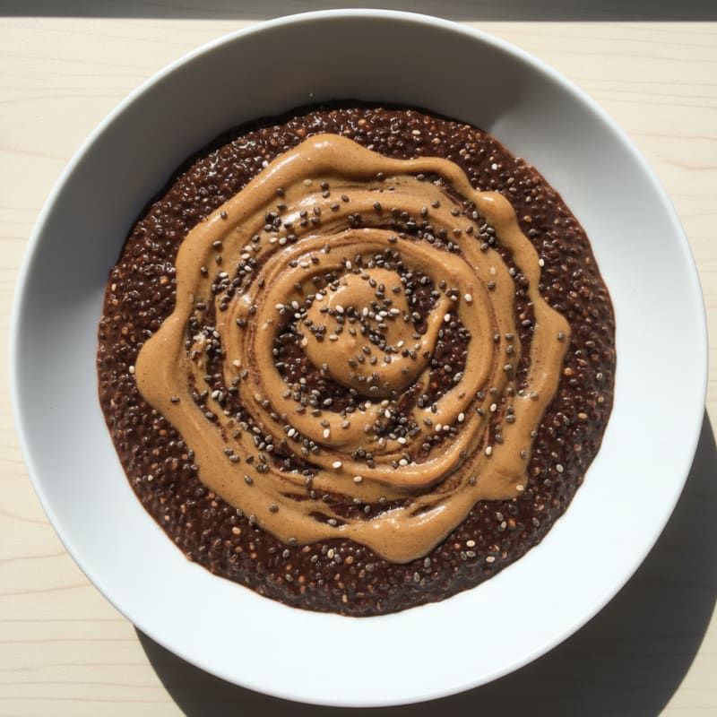 Chocolate Protein Chia Pudding with Almond Butter Swirl