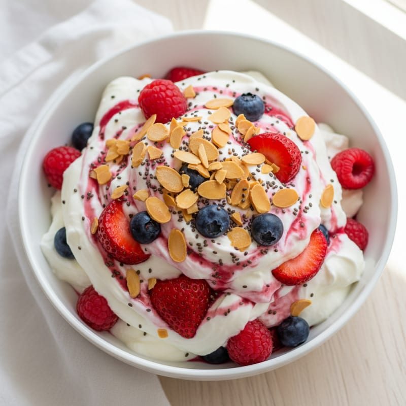 Greek Yogurt Protein Mousse with Mixed Berries