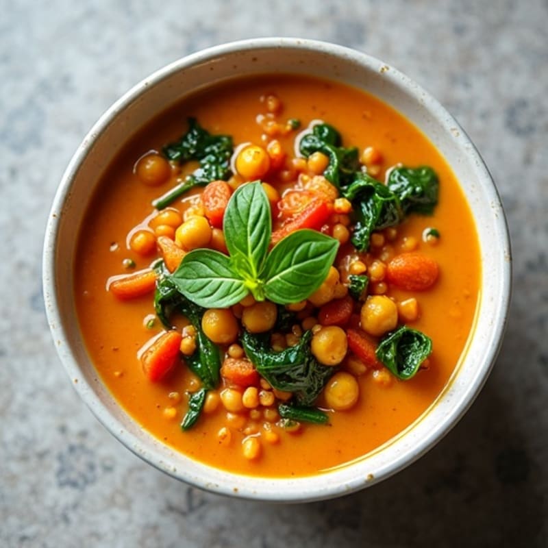 Creamy Red Lentil Curry with Fresh Spinach
