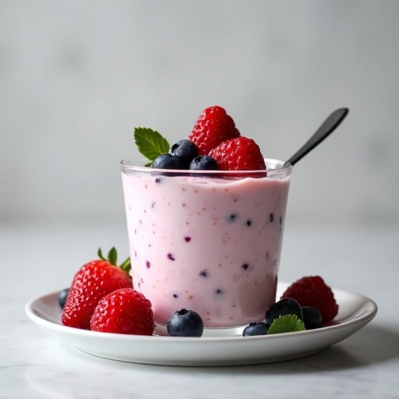 Greek Yogurt Protein Mousse with Mixed Berries