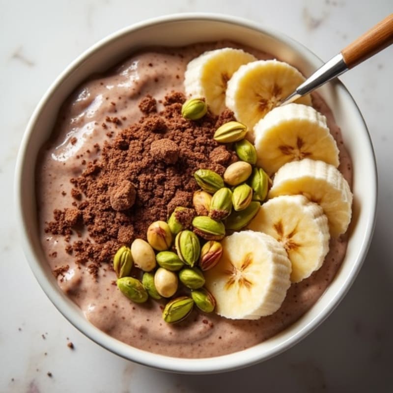 Creamy Pistachio Chocolate Protein Bowl