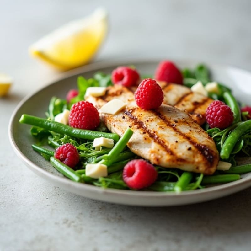 Grilled Chicken Salad with Green Beans and Shaved Cheese