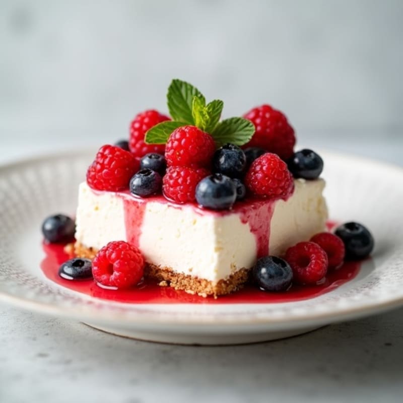 Cottage Cheese Protein Cheesecake with Fresh Berries