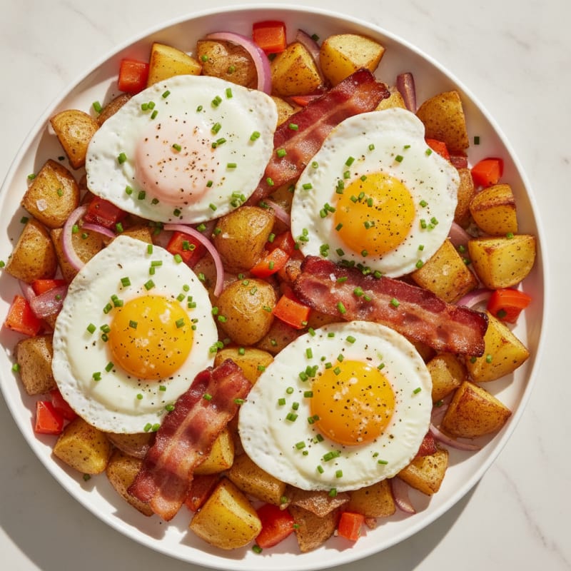 Sheet Pan Eggs with Roasted Potatoes and Bacon