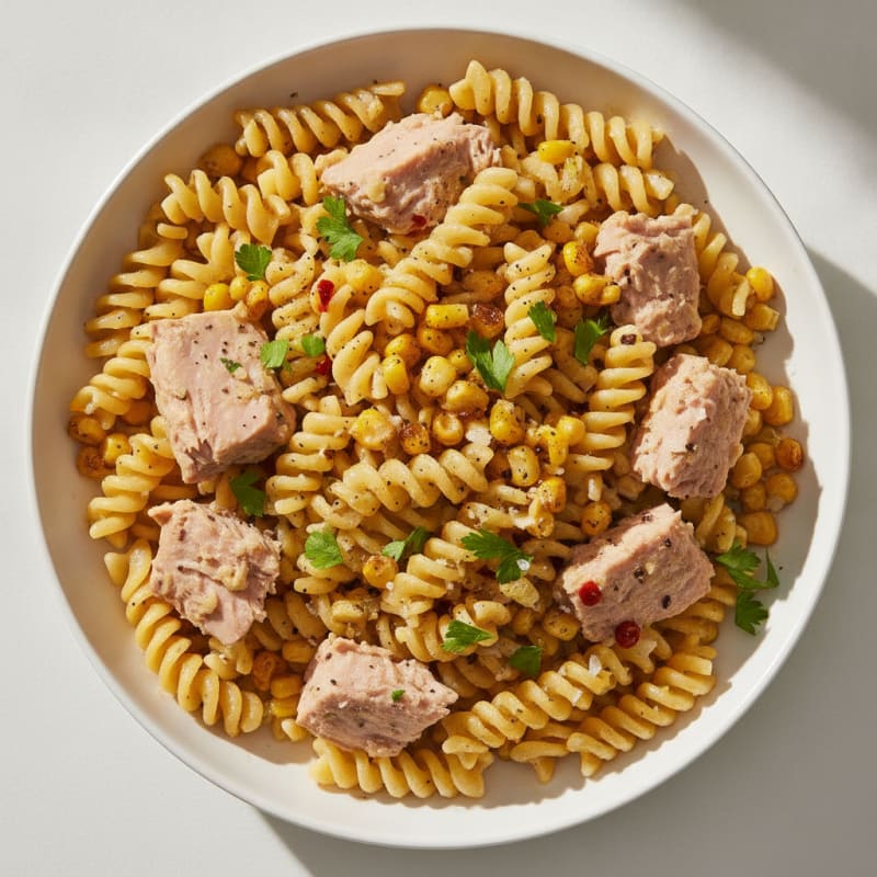 Tuna Pasta with Roasted Corn