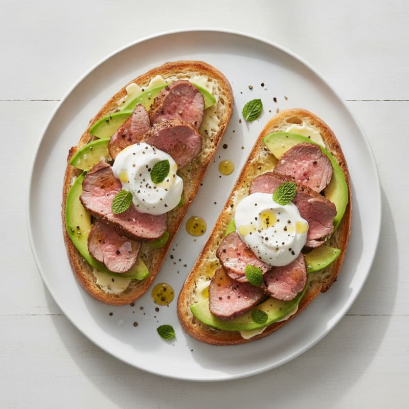 Mediterranean Lamb and Avocado Sourdough Tartines