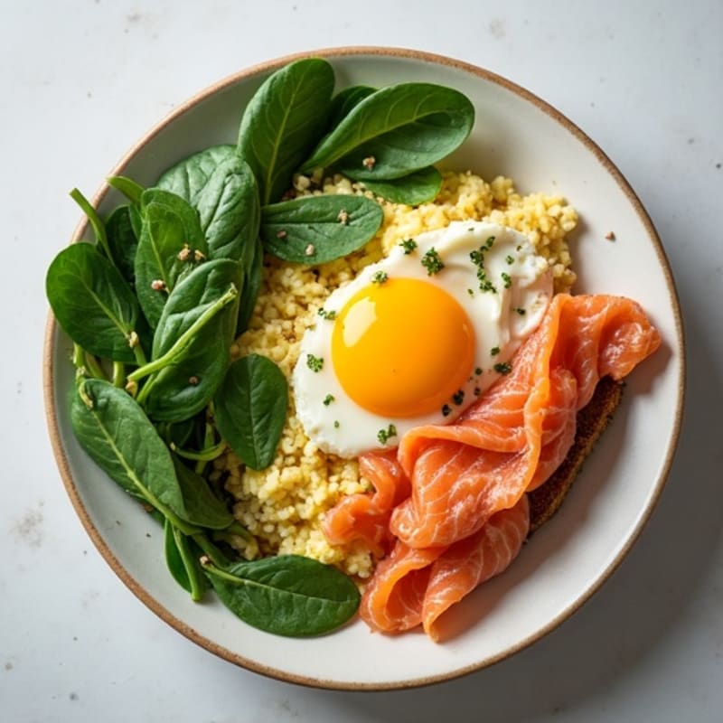 Smoked Salmon Scramble with Spinach and Cottage Cheese
